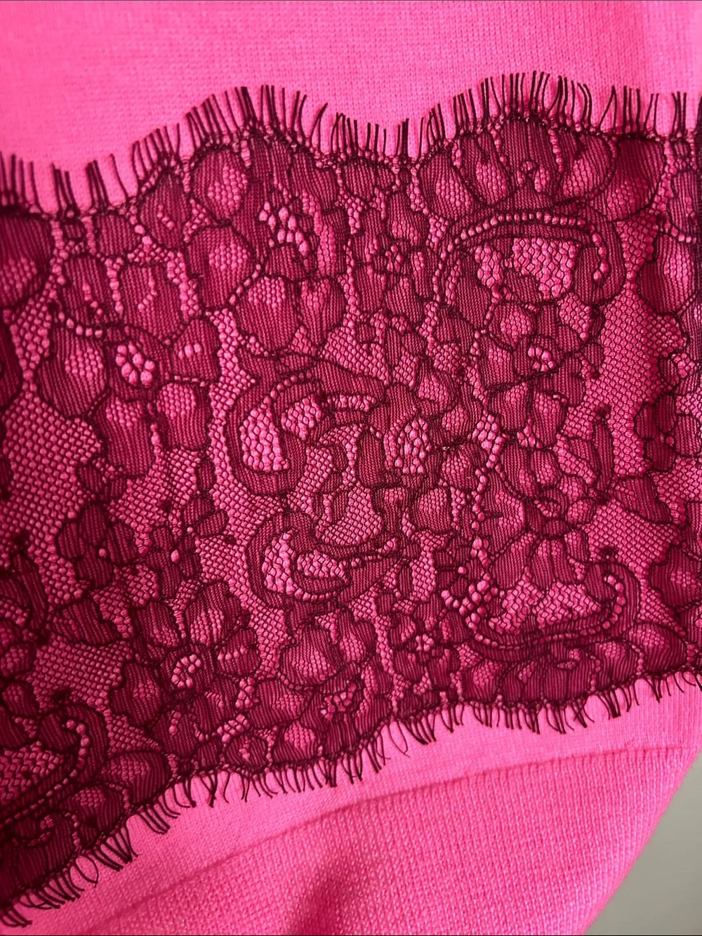 J.Crew Lightweight Merino Wool Jackie Sweater Vest S bright pink with wine lace